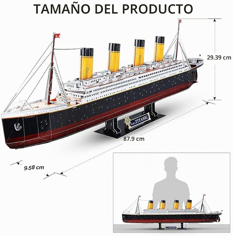 Puzzle 3D Titanic - LED Grande Maquetas de Barcos Juguetes Souvenirs Regalos Originales para Adultos y Adolescentes, 266 Piezas