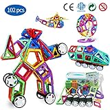 Magnetic Blocks STEM Educational Gifts and Toys Set for Boys,Magneitc Tiles are Best Birthday Gift for Kids 102PCS