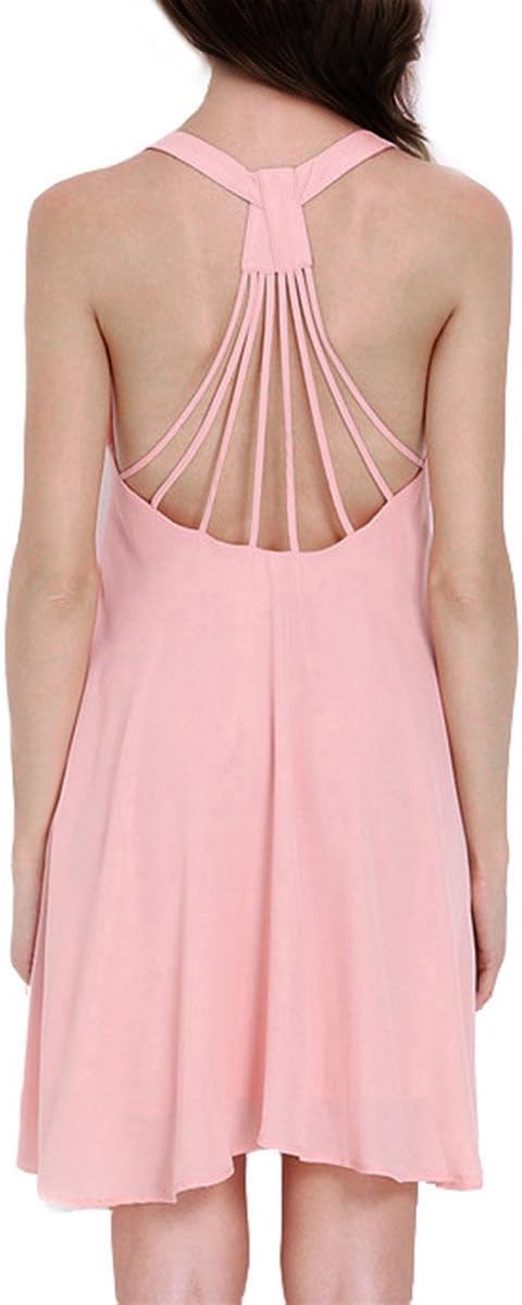 vanberfia Women's Summer Sexy Sleeveless Strappy Swing Dress