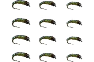 Feeder Creek Fly Fishing Flies | Nymph Flies Fly Fishing Assortment | Trout Flies and Bass Flies | 12pc Fly Fishing Kit | Popular Nymph Patterns | Fly Fishing Flies for Trout