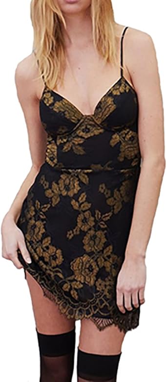 black dress with gold accents
