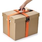 JIPIMON Box Carrying Strap with Handle Cross Style Carry Straps, Orange | Adjustable Belt, Safely Moving and Lifting Heavy, for Boxes, Groceries, Luggage