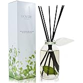 LOVSPA Reed Diffuser Set, Zen White Tea & Ginger Scented Oil Diffuser with Sticks, Home Fragrance Accessories for Bathroom Shelf Decor, Aroma Diffusers for Home or Office Desk, USA Made