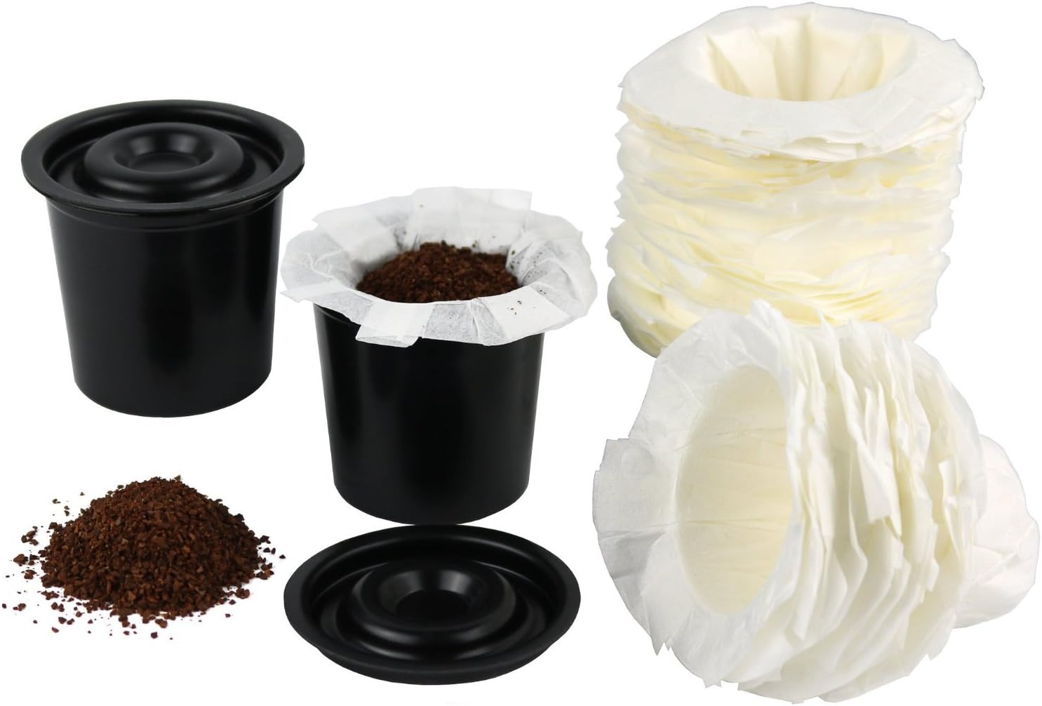 Greenco Set of 2 K-cups with 50 Disposablse Replacement Filters - Compatible with Keurig K-cup Coffee Machines