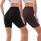 Ipletix 2 Pack Biker Shorts Women, 6" High Waisted Yoga Running Workout Spandex Shorts