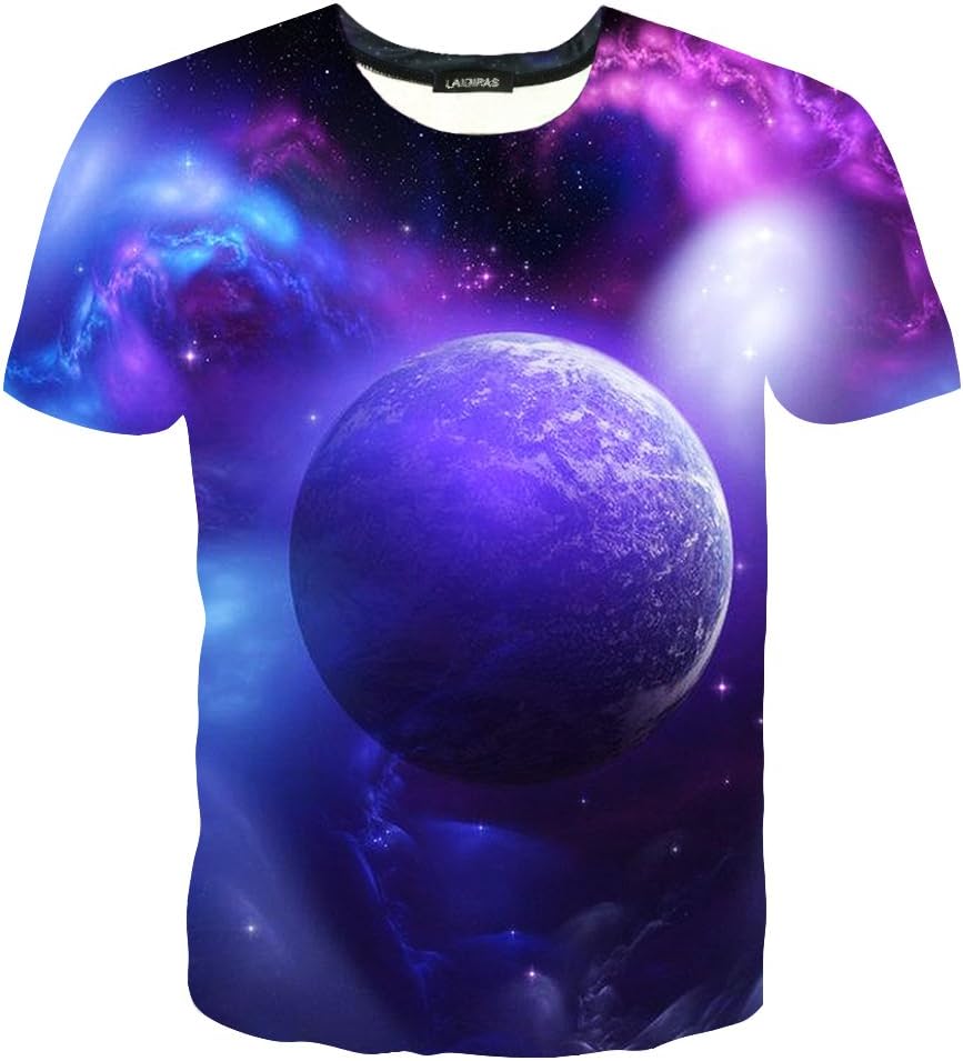 Syaimn Unisex 3D Pattern Print Short Sleeve T-Shirts Casual Graphics Tees M