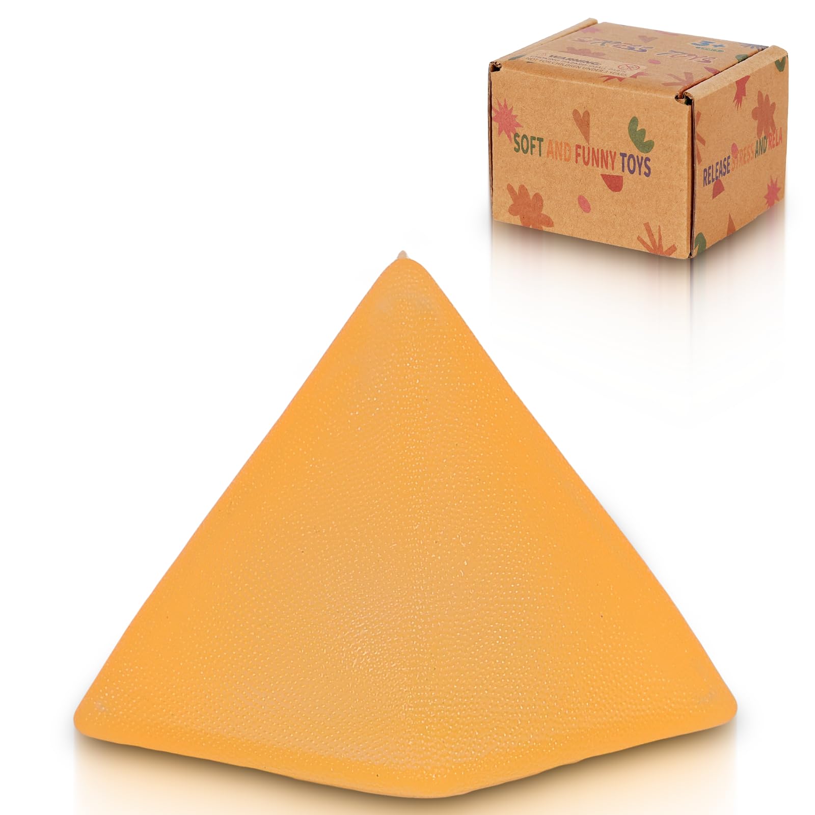 Jiezipeasy Triangle Bubble Squishy Toy - Soft TPR Stress Relief Ball, Slow-Rising Sensory Fidget Toy for Kids & Adults, Portable Handheld Squeeze Toy for Anxiety Relief (Yellow)