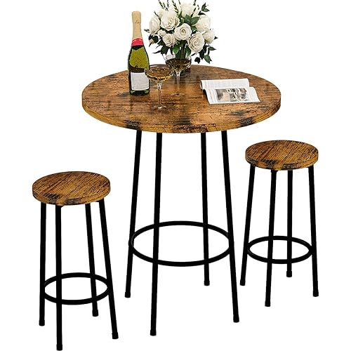 Recaceik Piece Pub Dining Set, Modern Round bar Table and Stools