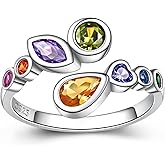 Mothers Thumb Rings for Women with 8 Colorful Birthstones Jewelry - Sterling Silver Mom Adjustable Love Fashion Family Ring for Wife Grandma Daughter (Color CZ Ring)