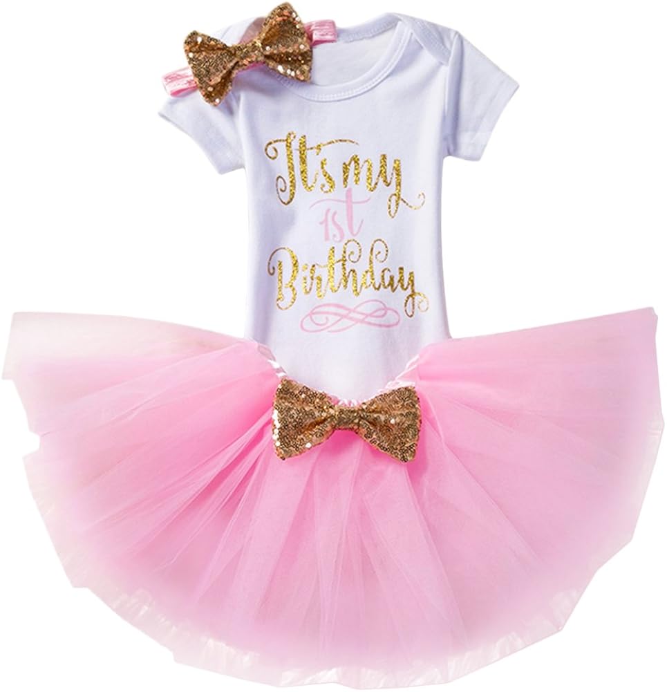 Robe Anniversaire Pour Bebe Naissance Filles Jupe Tutu Princesse Robe Coton Avec Bowknot Bandeau Ensemble De 3 Pieces Costume De Photographie Deguisement De Ceremonie Bapteme Fete Rose 1 Ans Amazon Fr Vetements Et