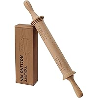 TOURIT Wood Rolling Pin with Adjustable Thickness Rings and Handles Roller Pin for Baking Dough Pizza Pie Pastry Pasta…