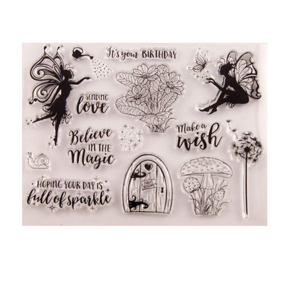 arriettycraft Magic Fairy Birthday Sparkle Wish Dandelion Stamps Cards Rubber Clear Stamp for Card Making Clear Stamp