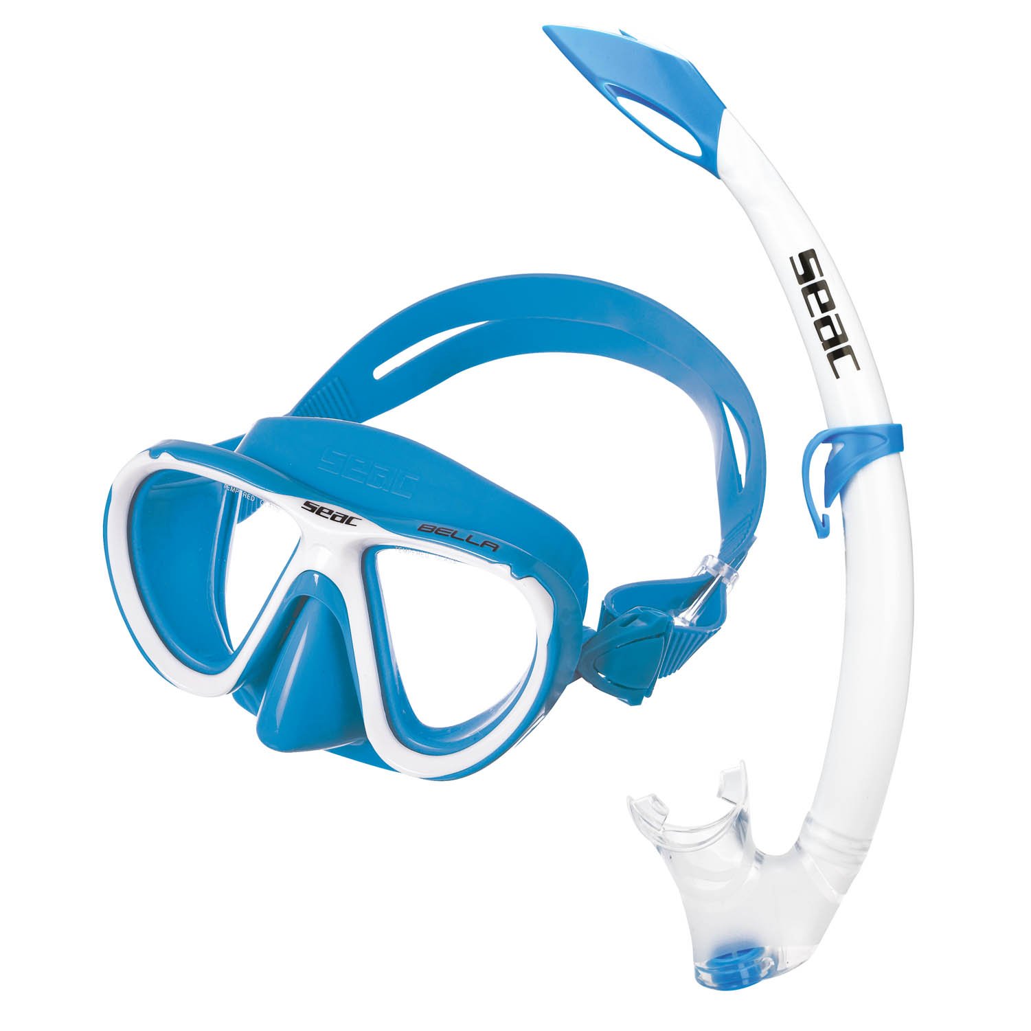 Seac Set Bella, diving mask and snorkel set for Kids, light blue