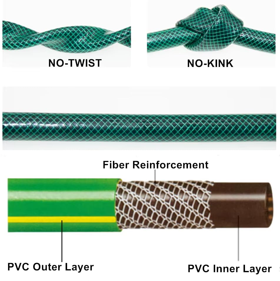 WESEN Garden Hose 5m/10m/15m/20m/30m/50m, 15m Garden Hose Pipe with Spray Nozzle and Fittings, 1/2" Diameter No Leaking&Kink Durable Water Hose for Garden/Gardening/Car/Washing (Green, 15M)