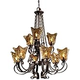 Uttermost Vetraio Chandelier 9 Light Metal/Brass/Glass -Traditional Installation