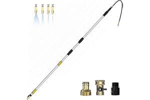 Buyplus 24FT Reach Telescoping Gutter Cleaning Tools -16FT Rain Gutter Cleaner Tools From Ground with 3/4" Brass Garden Hose Shut Off Valve, Bendable Flexible Water Wand for Garden Hose, Window