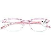 V.W.E. Lightweight Progressive Clear Bifocal Reading glasses - No Line or Bubble - Zero Power on Top Reader Translucent Slim