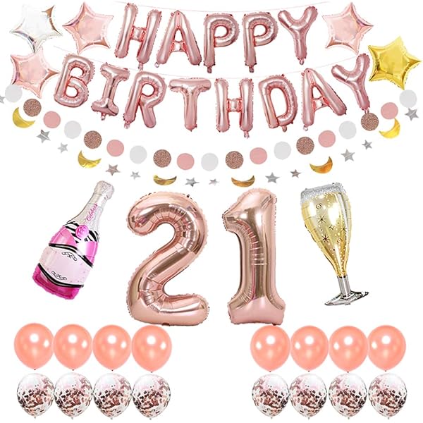 Locca 21st Birthday Decorations For Her Girl Rose Gold Party