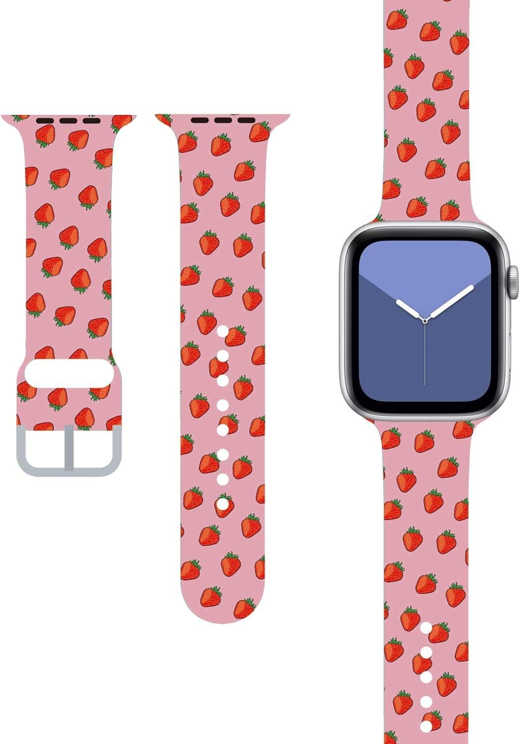 Cute Kawaii Design Compatible with with Apple Watch Band 38mm 40mm 42mm 44mm, Strap with Soft Band Wristband for Compatible for Girl Women Kids iWatch SE Series 6/5/4/3/2/1 (pink)
