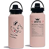 WWHSAI Gifts for Wife Water Bottle, Wife Gifts from Husband, Wedding Anniversary, Valentines, Birthday Gift Ideas for Women, Mothers Day, Christmas Gift for Her, Wifey Tumbler for Her 32 Oz Pink