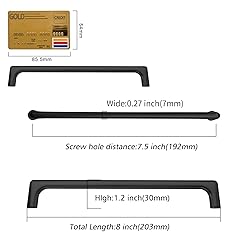 Amerdeco 10 Pack Matte Black Cabinet Pulls 7.5