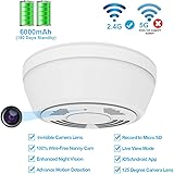 Hidden Camera Smoke Detector WiFi,FUVISION Motion Activated Nanny Camera with 180 Days Battery Power,Remote Internet Access,Night Vision,SD Card Slot,Bottom View Covert Camera Lens for Home Security