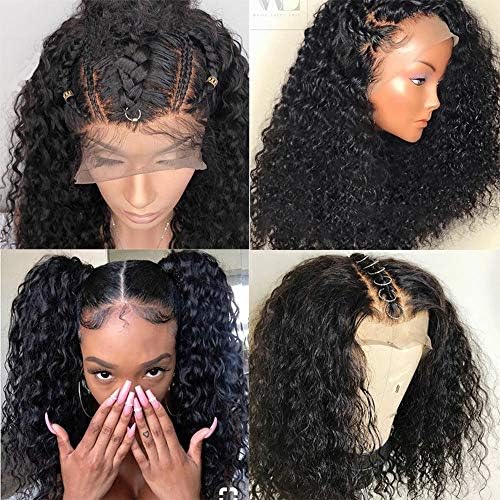 Kadoyee Bob Curly Lace Front 100% Brazilian 9a peruvian Human Hair Wigs For Black Women With Baby Hair Deep Curly Wave Short Wig《Natural black130 Density 10in》