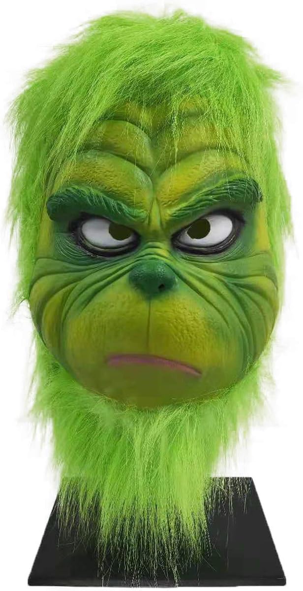 Grinch Green Mask, Santa Hat Christmas Costume Props Amazon.sg Fashion