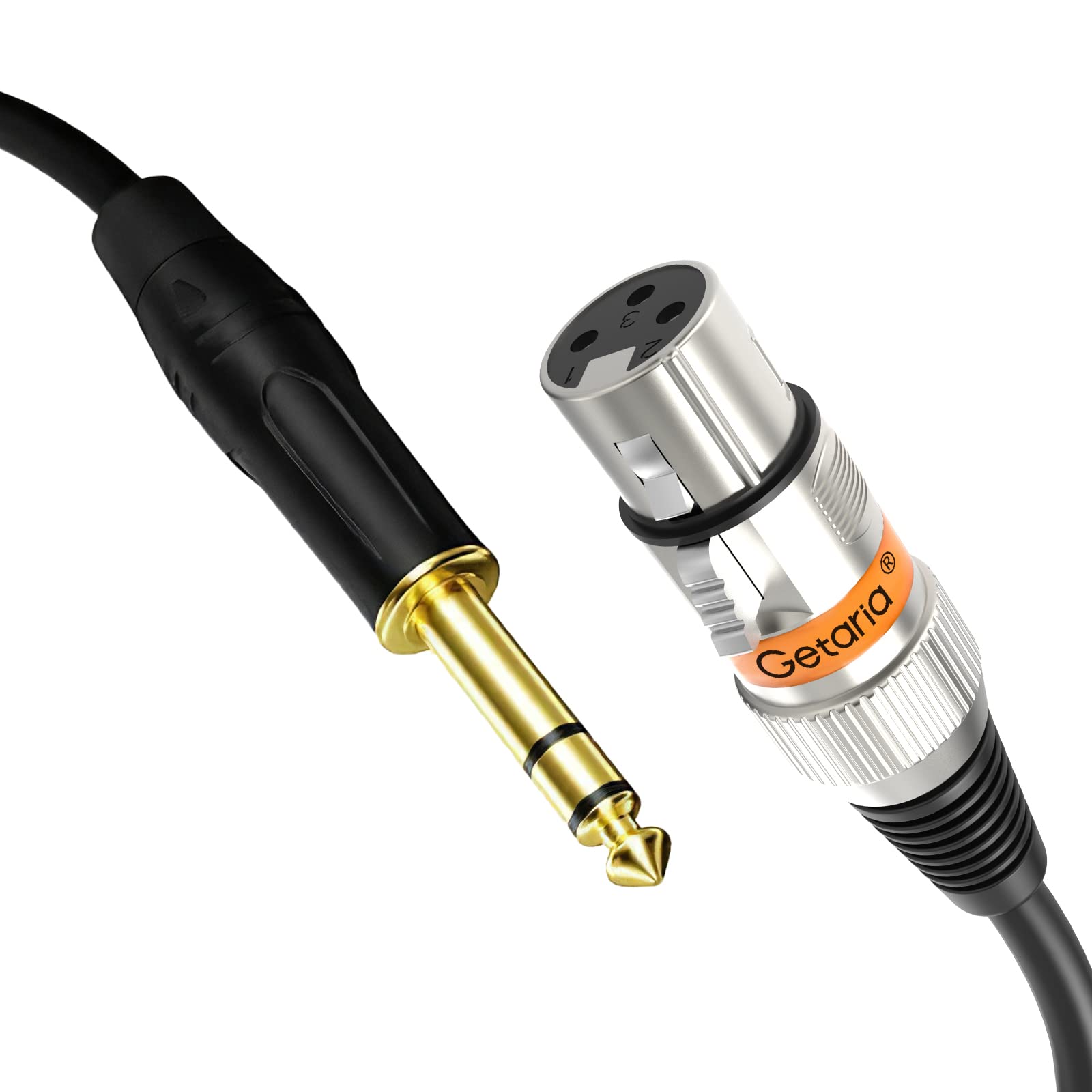 Getaria Female XLR to 1/4 TRS Cable, 6.35mm to Balanced Microphone Cable, Quarter Inch Jack Balanced to Microphone Cable Compatible with Speakers, Audio Consoles (2M Female XLR)