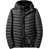 MOGU Puffer Jacket Men, Casual Lightweight Packable Winter Down Coat with Hood for Travel & Hiking