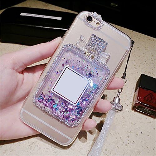Chanyaozy Samsung Galaxy Note 5 5.7 Inch Case Glitter,Luxury Bling Crystals Perfume Bottle Case For Samsung Note5 With Chain(Purple)
