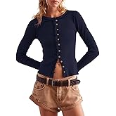 Beaully Womens Long Sleeve Ribbed Knit Tops Button Down Lightweight Cardigan Going Out Shirt 2026 Spring Clothing