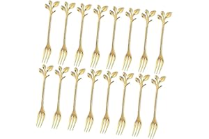 16 Pcs Gold Mini Leaf Dessert Forks Set Elegant Stainless Steel Fruit Appetizer Cake Salad Forks Perfect for Cocktail Parties