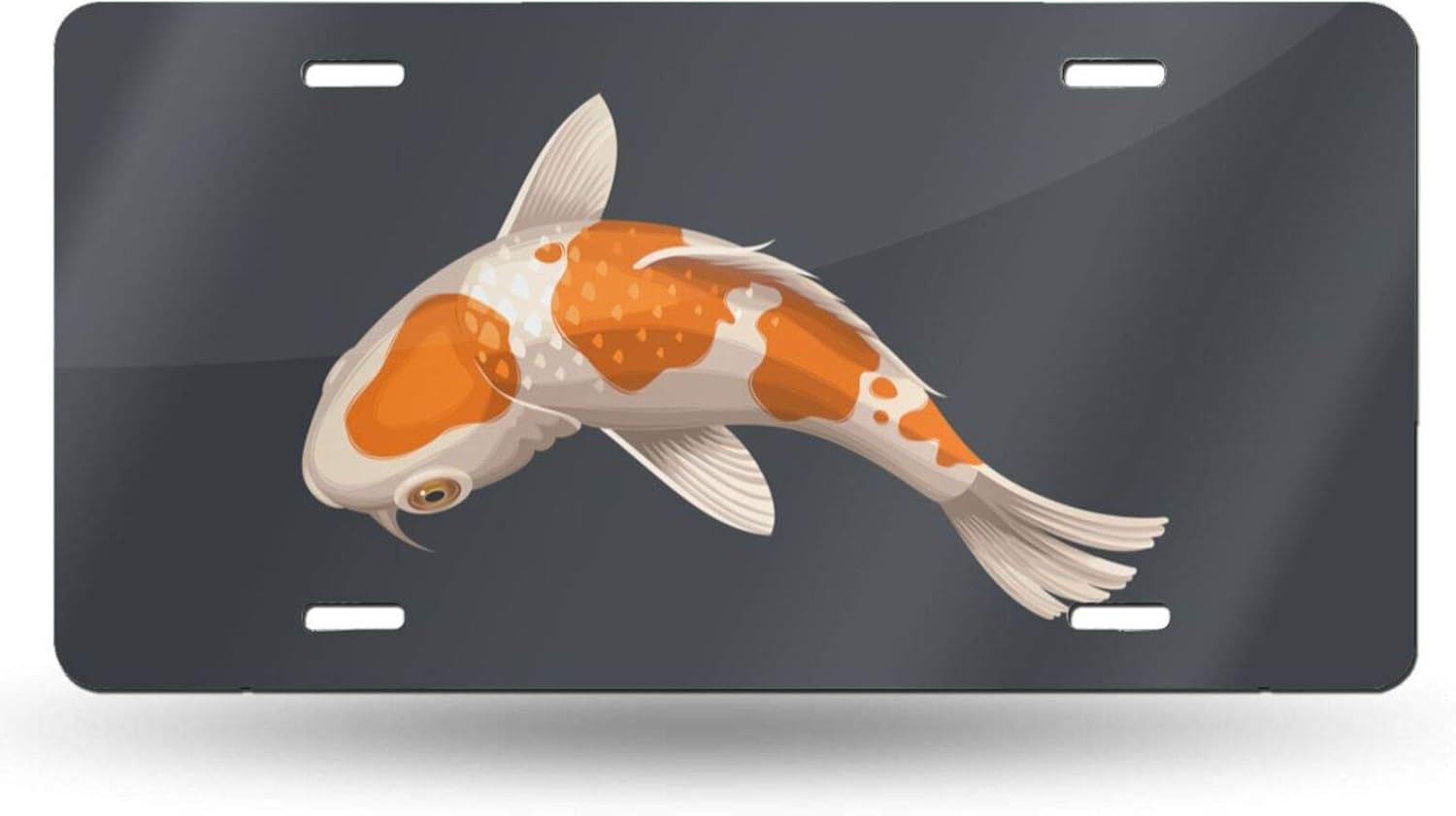 Ying Koi Fish License Plate, Aluminum Frames Cover