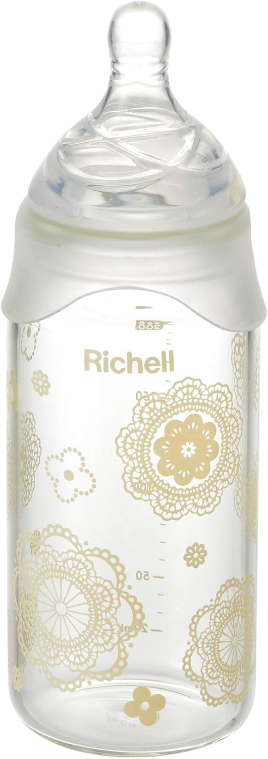 Amazon Richel リッチェル 歯科大教授 小児歯科医師共同開発 耐熱ガラス製ほ乳瓶 0ml おうちミルクボトル お花レース 3か月頃から3歳頃まで ベビー マタニティ ベビー マタニティ 通販
