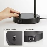 Homelist Dimmable Bedside Lamps Set of 2 with USB Ports Black Glass Shade view 9