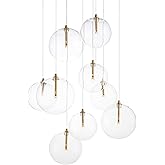 ET2 Lighting E25077-18NAB Global - 1.8W 9 LED Pendant-8 Inch Tall and 22.25 Inch Wide, Finish Color: Natural Aged Brass