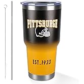 30oz Insulated Car Tumbler Coffee Mug,Sports Travel Football Mug, Classic Collection Gifts for Men Women Fans,With lid and straw