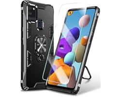 Niopiee for Samsung Galaxy A21s Case Phone Protective Case with Ring Holder Kickstand Full Body Heavy Duty Rugged Shockproof 