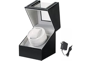 MYFULLY Automatic Single Watch Winder in Black Leather with Quiet Motor Watch Display Case Storage Box Fits Lady and Man Auto