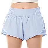 QooNoo Girls Athletic Shorts with Zipper Pocket Lightweight Elastic Waist Running Shorts for Teen Girls Kids Active Sports