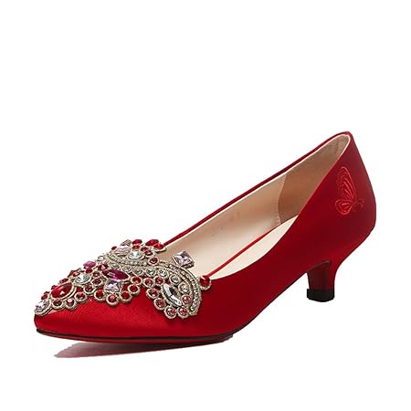 Alus Chinese Embroidered Red Wedding Shoes Bride Toe Head
