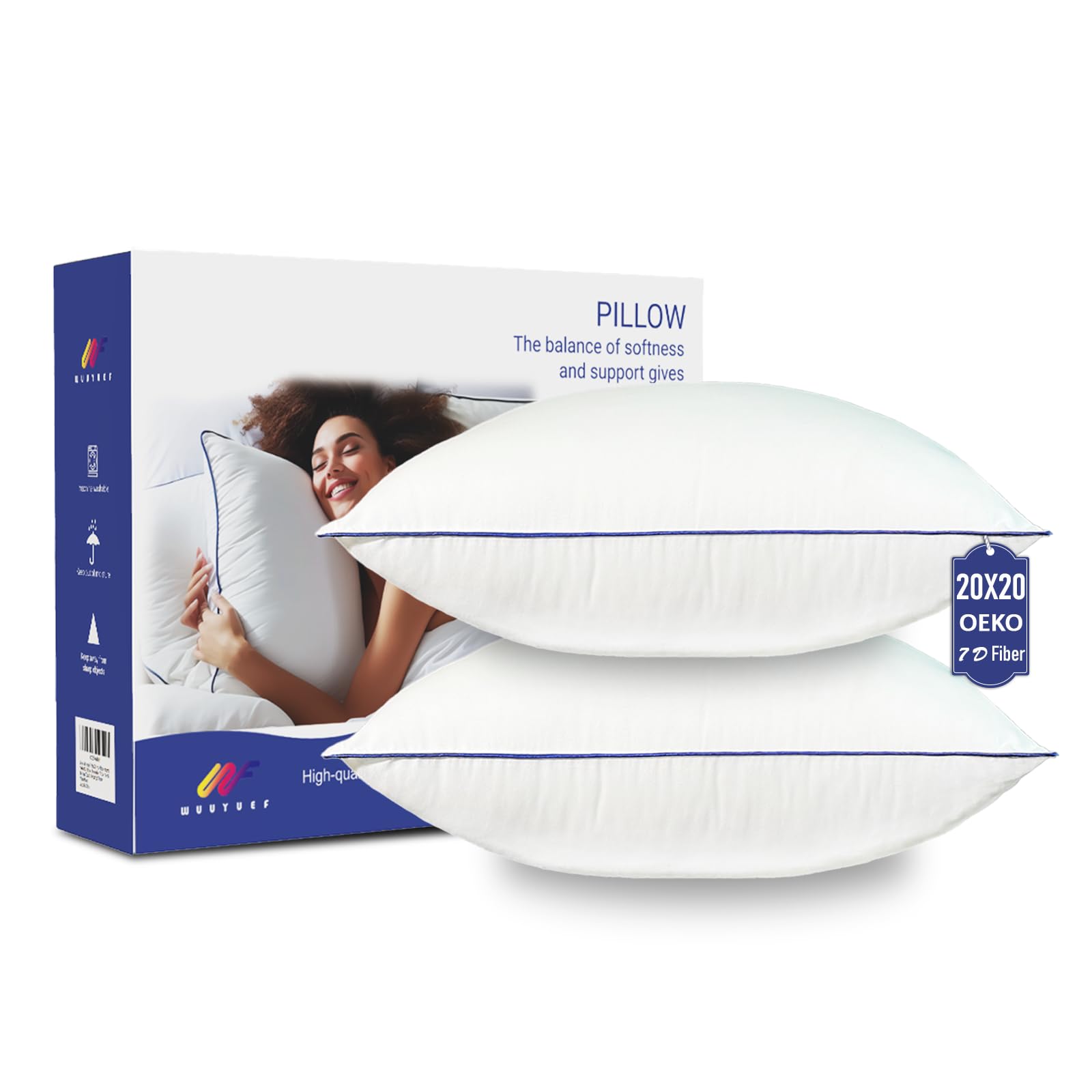 Photo 1 of *USED/STAINED** Wuuyuef 20x20 Pillow Inserts Set of 2, Machine Washable Soft Fluffy Hypoallergenic Virgin Polyester Premium Throw Pillow Stuffer, Decorative Cushion for Bed, Couch, Sofa, Indoor - White