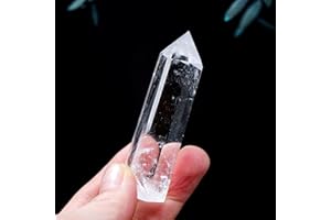 Apengshi Clear Quartz Healing Crystal Tower 2.75-3.14" Transparent Crystal Degauss Wand Natural Gem Stone 6 Faceted Single Point Chakra