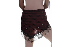 MISS BELLY DANCE Belly Dance Sheer Hip Scarf with Fringe | Honak