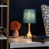 MiniSun Modern Chrome Teardrop Touch Table Lamp Set of 2 with Blue Fabric view 6