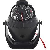 Boat Compass Flush Mount Compass, Marine Compass Dashboard with Light Pivoting, Dashboard Compass for Boat Car, Illuminated Dash Compass Surface Mount