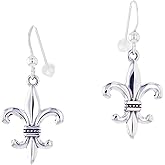 Jewelry Trends Sterling Silver Fleur De Lis Dangle Earrings