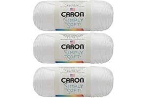 Caron Simply Soft 3-Pack Yarn, 3oz, Gauge 4 Medium Worsted, 100% Acrylic -White - Machine Wash & Dry