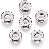 Fashewelry 200Pcs Flat Round Tiny Loose Beads 8mm Stainless Steel Rondelle Donut Spacer Beads for Jewelry Craft Making Hole: 3.5mm